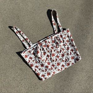 Danielle Bernstein white red floral cropped tank top